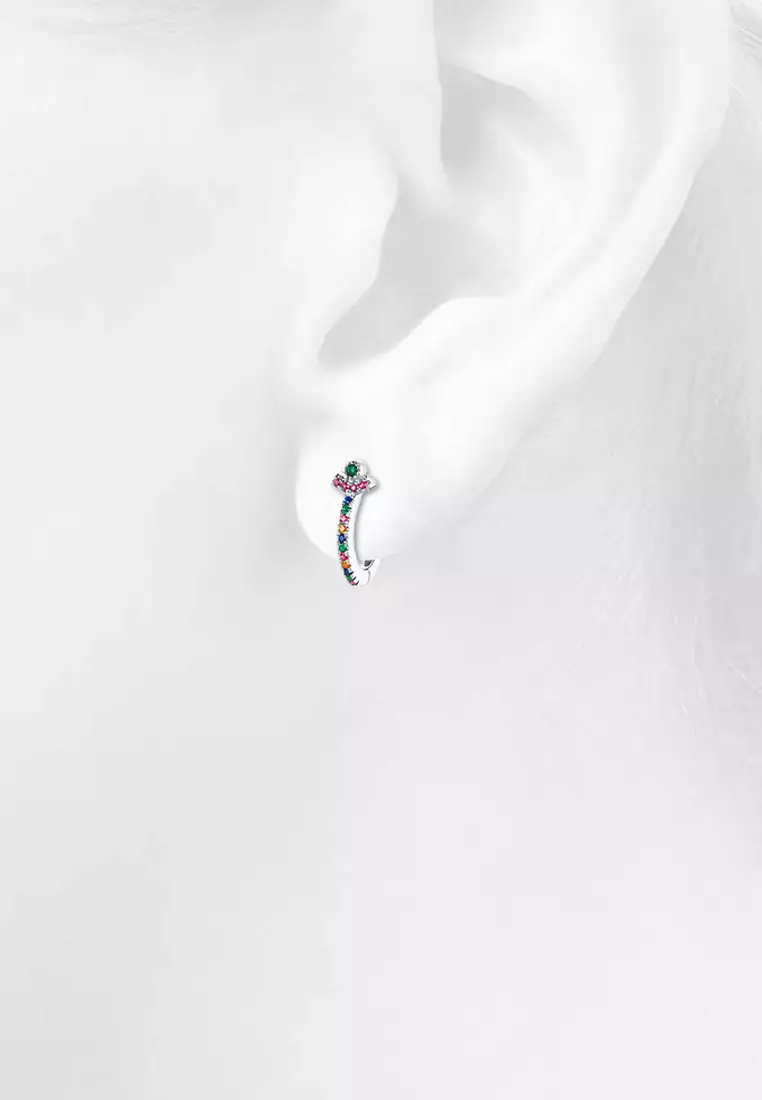 Solid 925 Sterling Silver Multicoloured Huggies Earrings