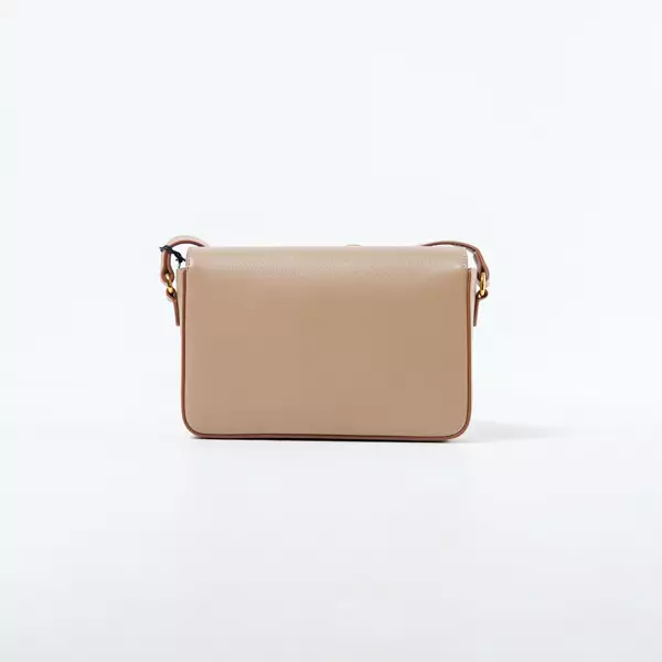 Tas BURBERRY CHECK BEIGE CHESTNUT FLAP LEATHER SHOULDER BAG 100% ORIGINAL