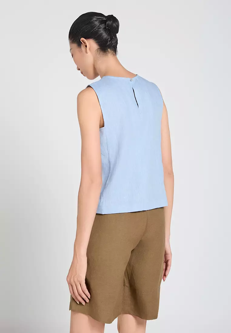 Olive Green Linen Shorts with Belt