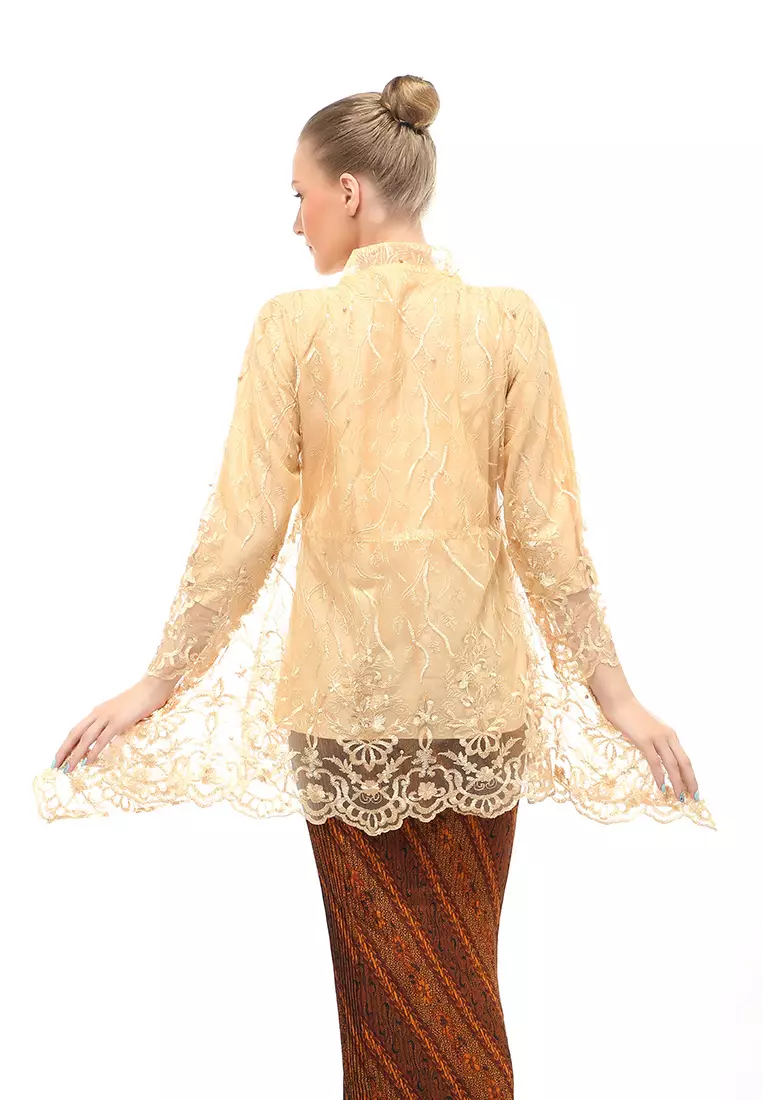 Kebaya Tunik Atasan Wanita Design Tulle Premium Quality - Yellow