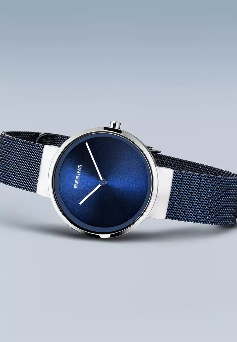 Women's Blue Steel Mesh Bracelet and Blue Dial Quartz Watch - 14531-307