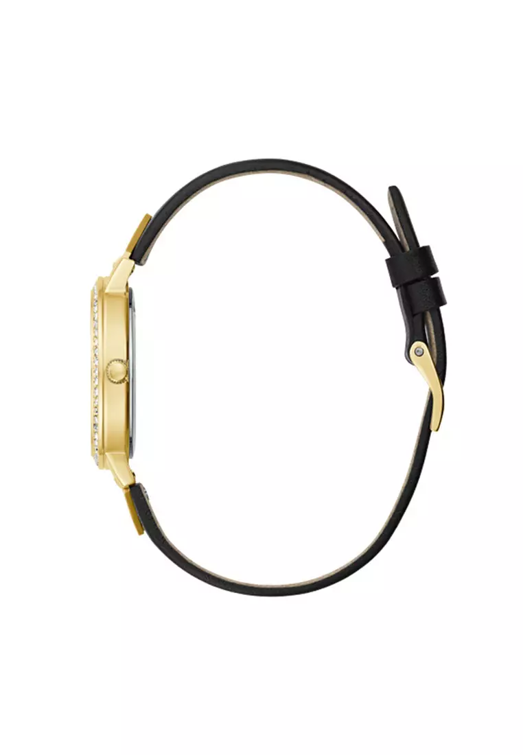 Guess black leather store strap women's watch 28mm