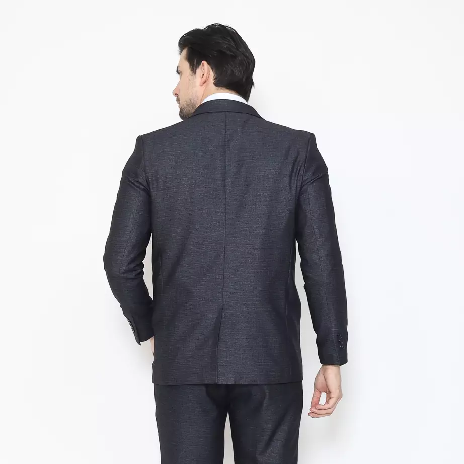 Lawell Jas Pria Warna Abu Gelap | Polyester Viscose Stretch Tekstur Tenun Halus Elegan | KENNETH