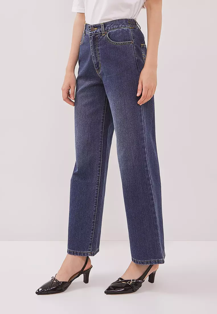 DUST Celana Baggy High Loose Jeans Sinra Blue Comfease (D.39134)