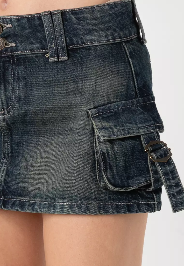 Cargo Denim Mini Skirt