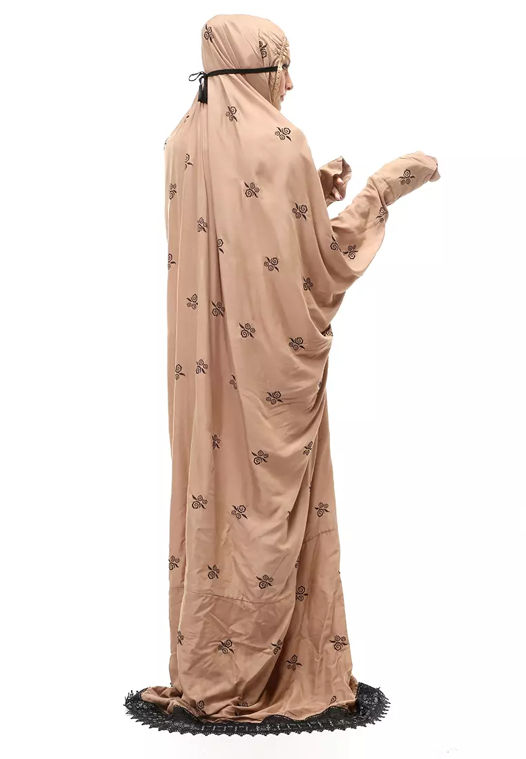 Sabrina Mukena Terusan Motif Simple Muslimah Wanita Relaxed Fit - Mocca
