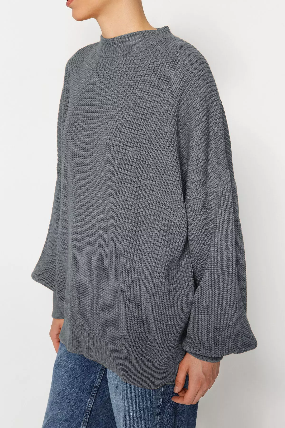 Wide Fit Anthracite Knitwear Sweater