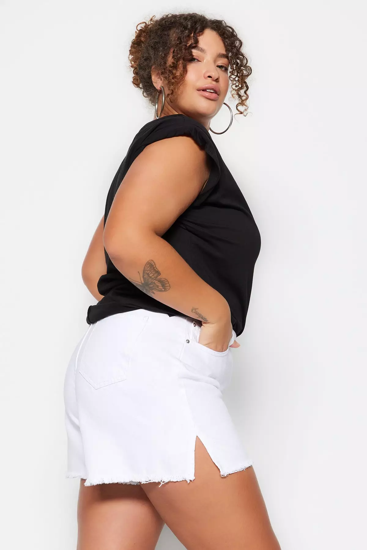 plus size white shorts