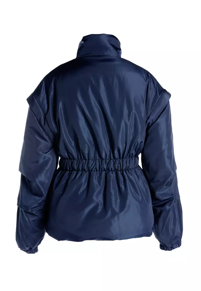 海軍藍收腰羽絨服