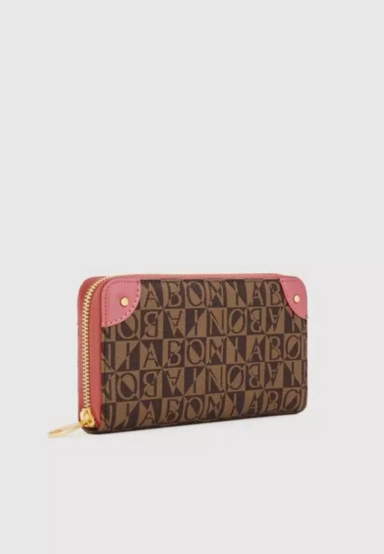 Lita Monogram Long Zipper Wallet Blush Pink