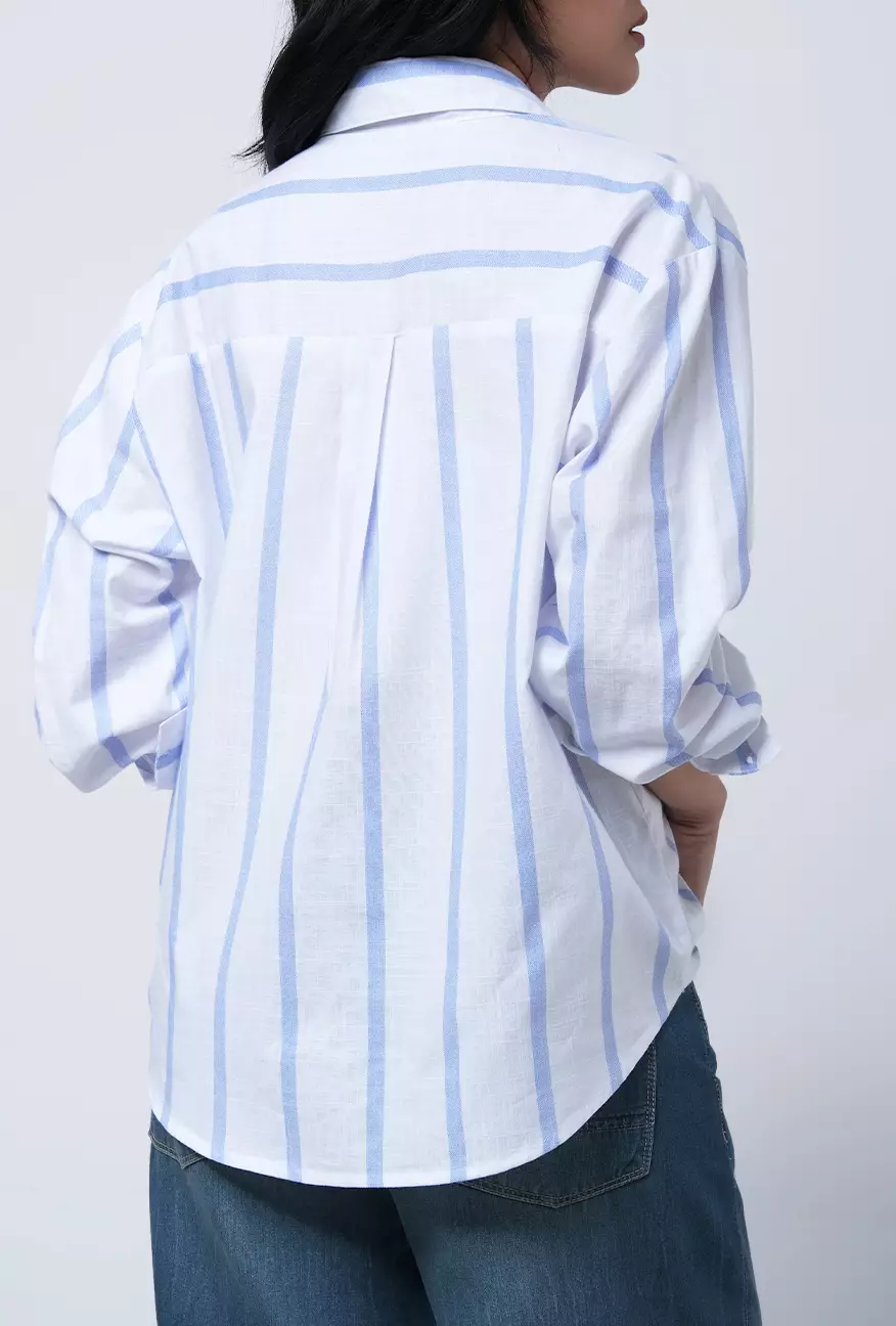 Kemeja Wanita Juanna White Blue