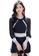 YG Fitness black and white Elegant Lace Panel One Piece Swimsuit 29220US9BCCD0AGS_2