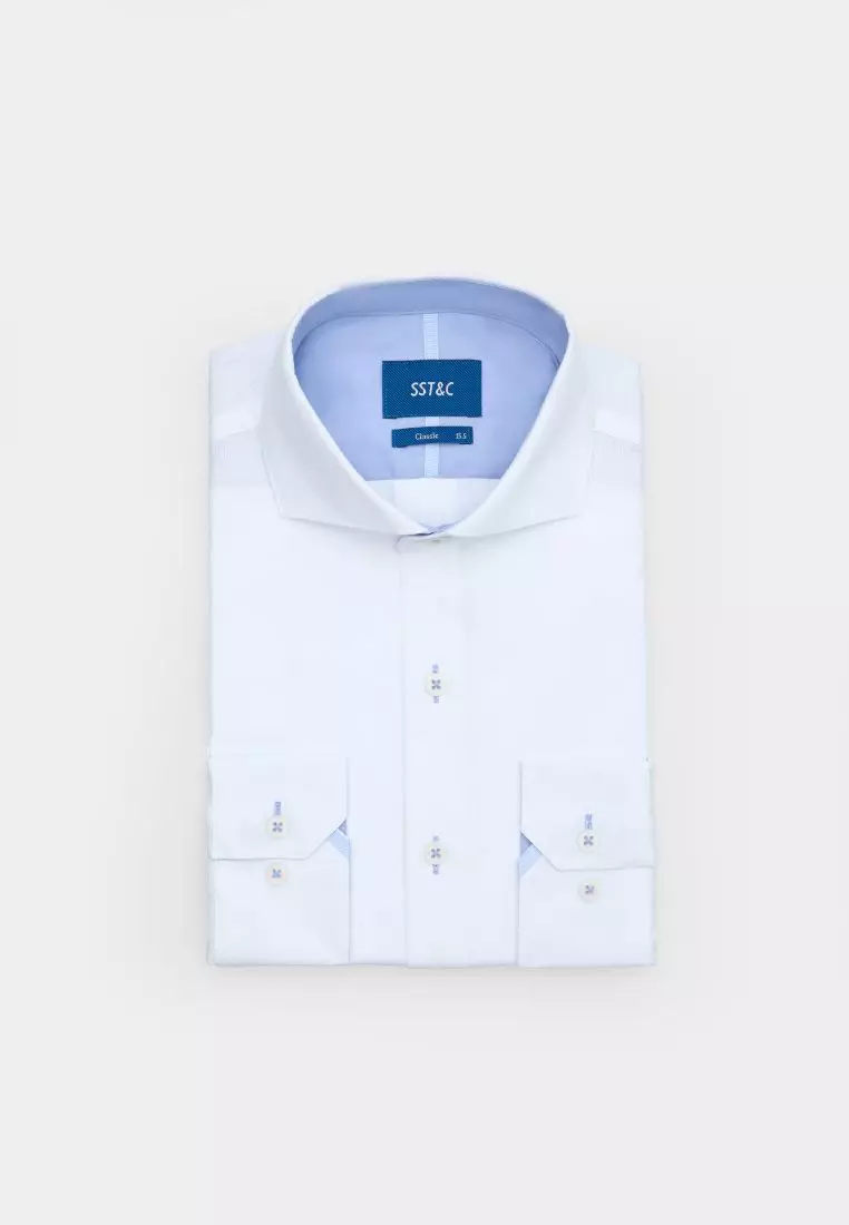White Textured Classic Fit Shirt