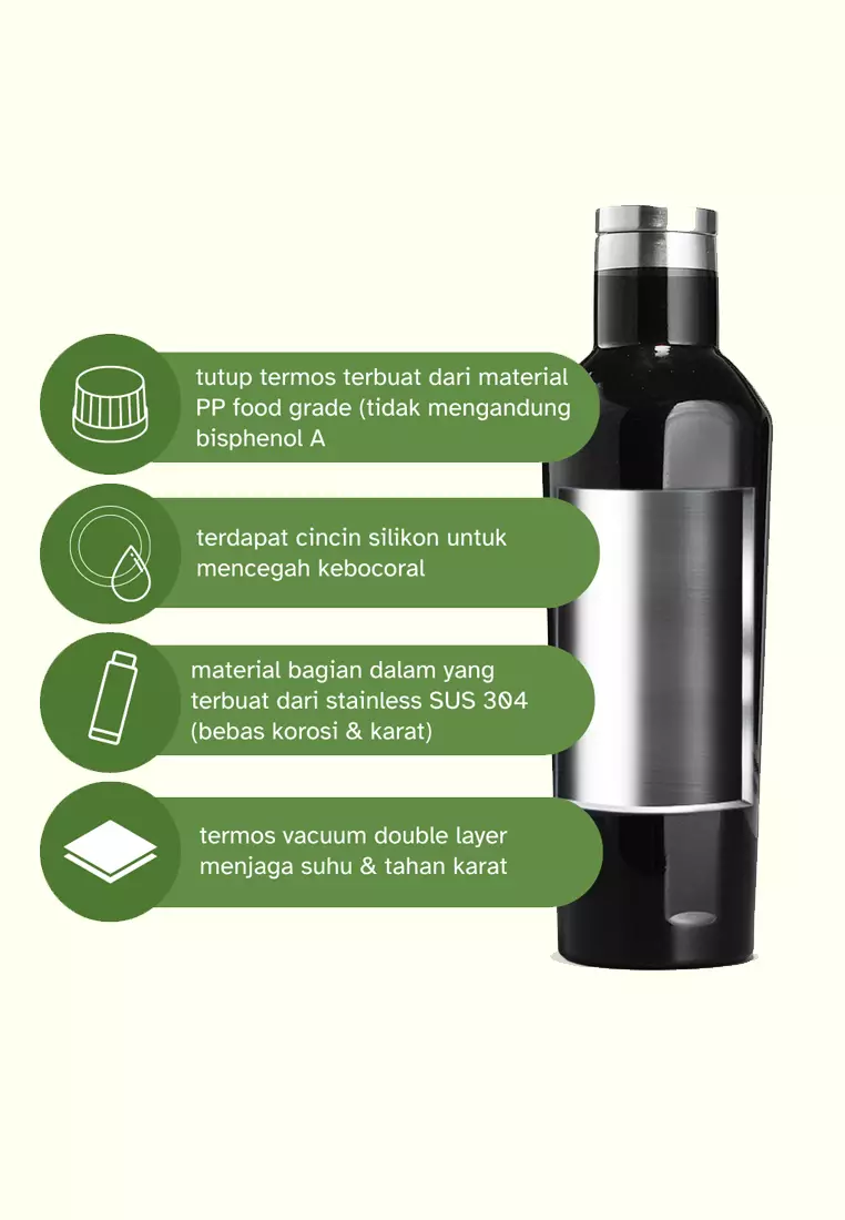 Wakakids Botol Minum Termos Stainless Steel Tumbler Premium Simple Polos Glossy Vacuum Insulated 500ml K132 Venjr Navy