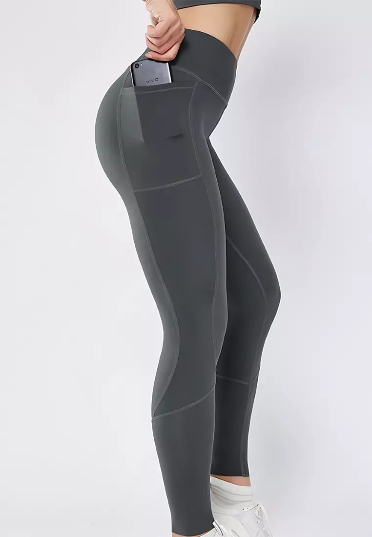 Lululemon Straight Up Yoga PantS Size 2 w/key pocket GREY waist 