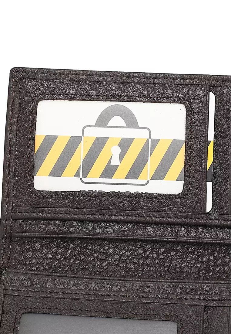 Genuine Leather RFID Long Wallet - Black