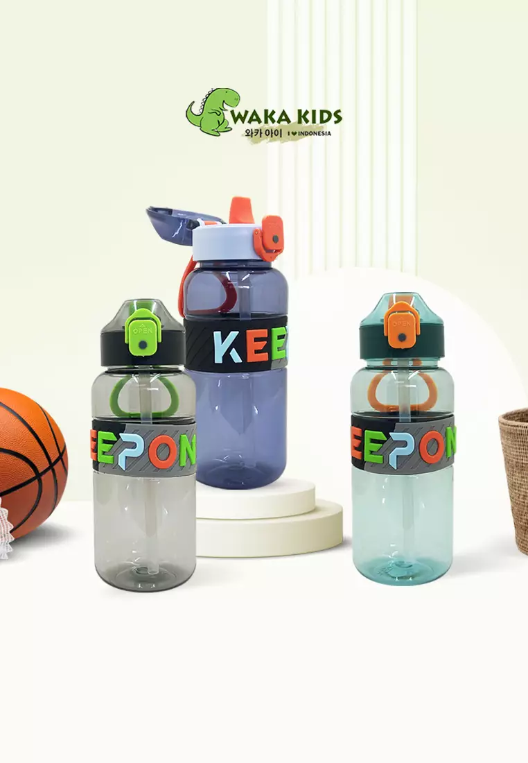 Wakakids Botol Minum Plastik Olahraga Portable Sport Cup Water Bottle Keep On 1 Liter K3208 Venjr Biru