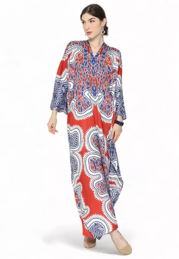Kanzi Short Sleeve Geometric Kaftan Pink