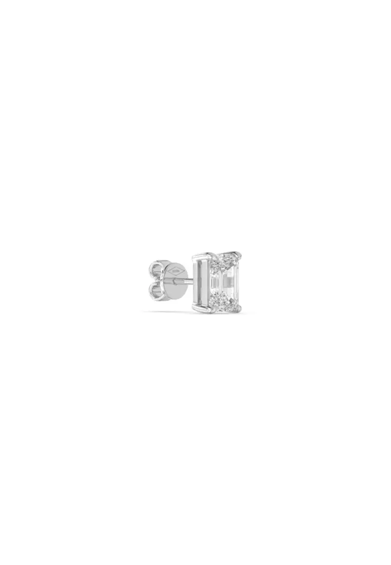 2.05ct TDW Refined Emerald Lab Grown Diamond Stud Earrings in 14K White Gold D/E-VVS/VS