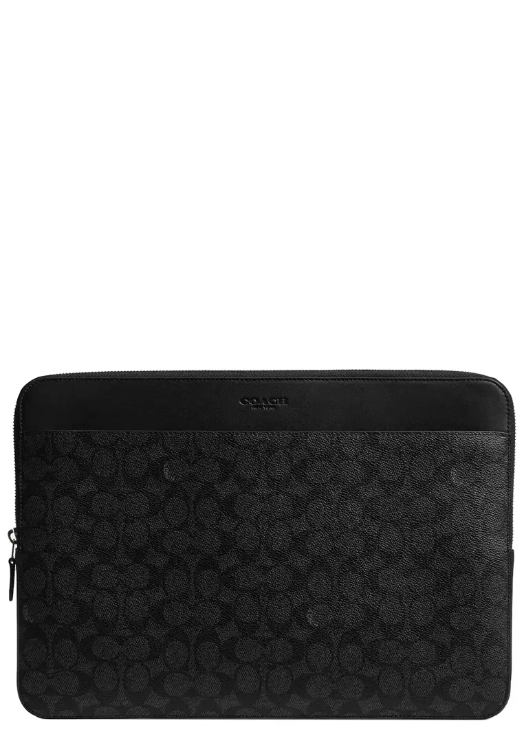 Buy Coach Coach Laptop Case In Signature Canvas in Charcoal/ Black ...