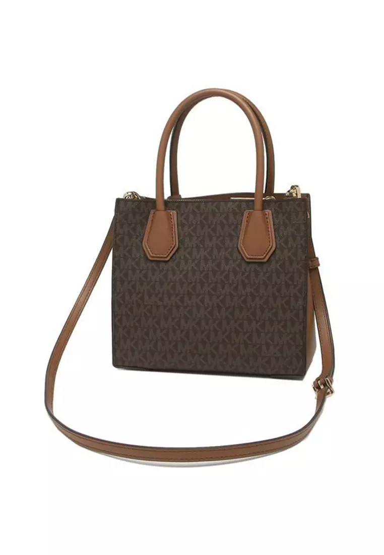 Mercer Medium Logo and Leather Accordion Crossbody Bag 35S1GM9M2B Brown