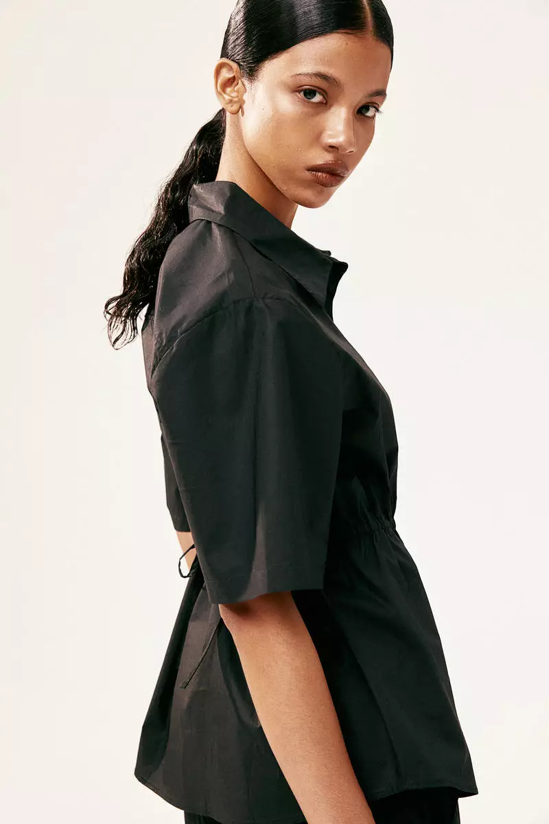 Drawstring-detail cotton shirt