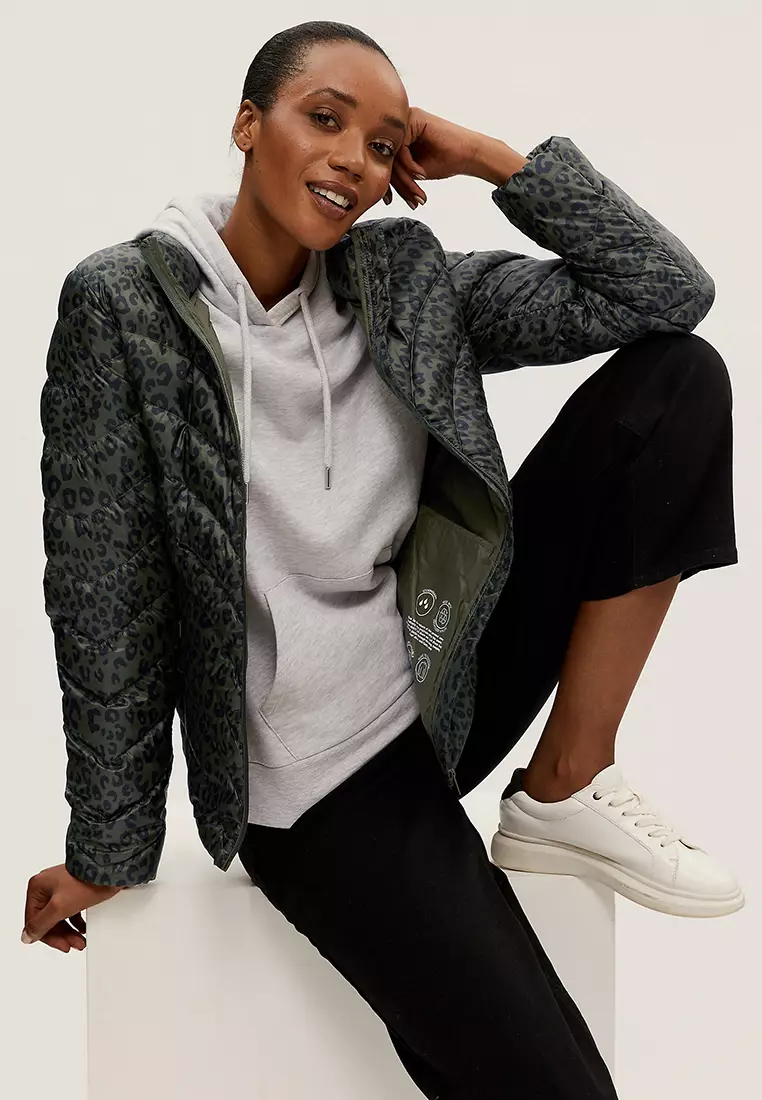 Jual Marks & Spencer Feather & Down Animal Print Puffer Jacket Original