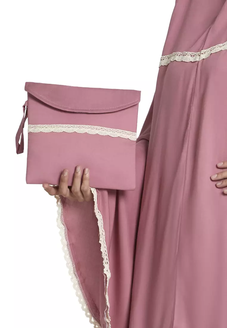 Delilah Mukena Bali Renda Simple Motif Polos Casual Wanita - Dusty Pink