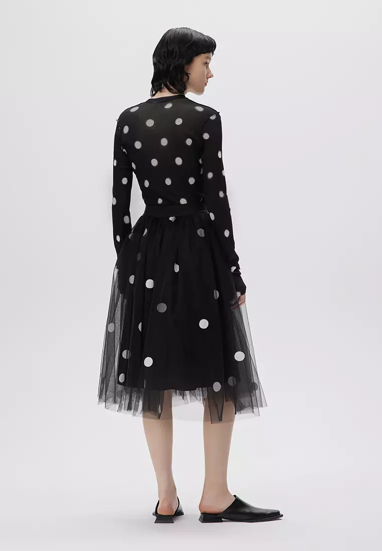 JNBY Women's Polka Dot A-Line Netted Skirt