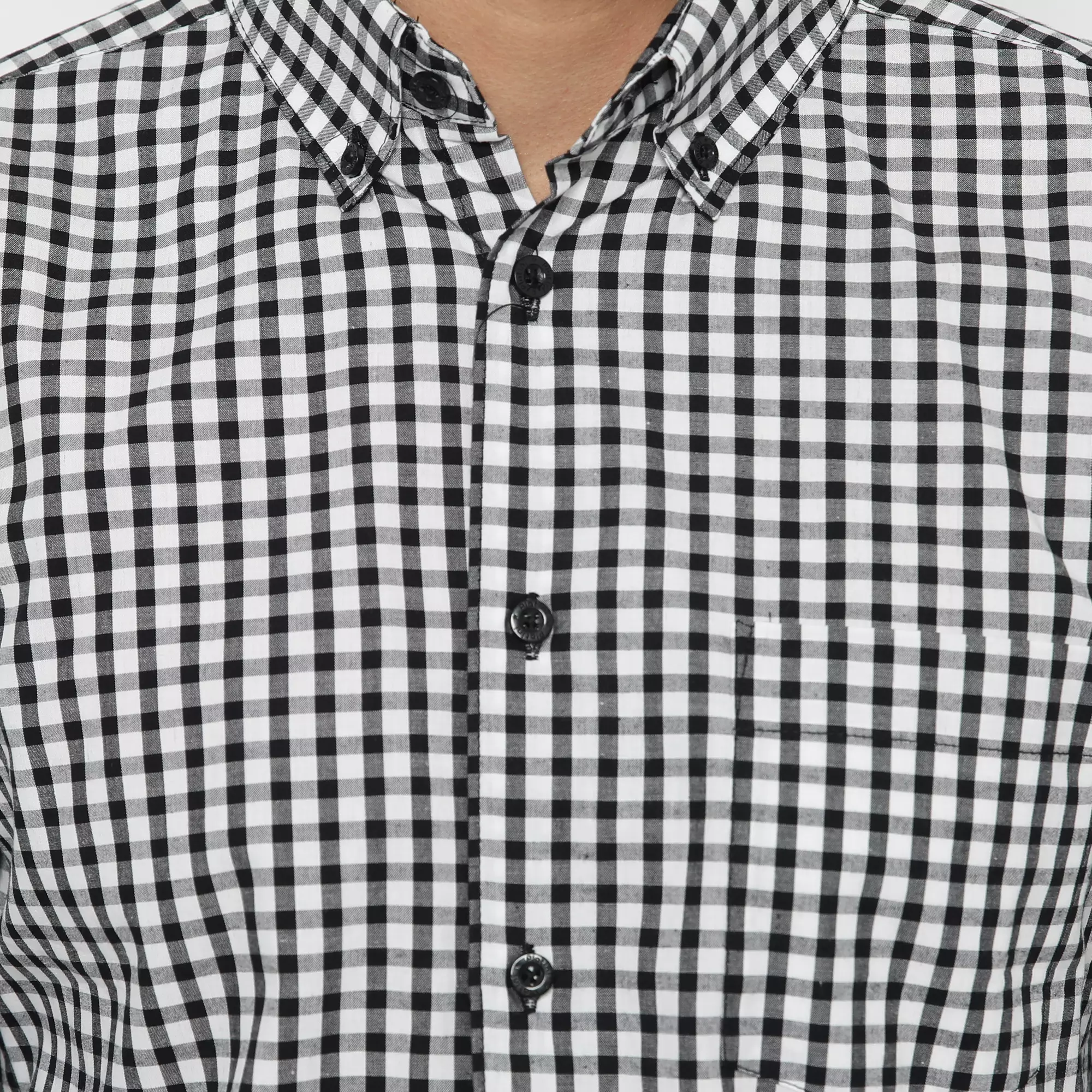 Platini Kemeja Kotak Pria Lengan Panjang Katun Yarndyed Dobby 76297 Hitam