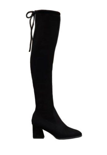 Twenty Eight Shoes black Trapezoid Mid Heel Pointed Toes Over Knee Boot VB116 02F30SH73BEF43GS_1