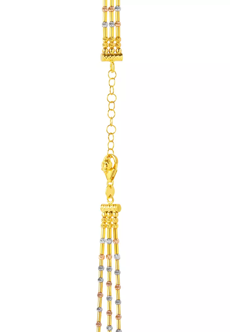 TOMEI Lusso Italia Baubles Glam Collection Tri-Tone Necklace, Yellow Gold 916