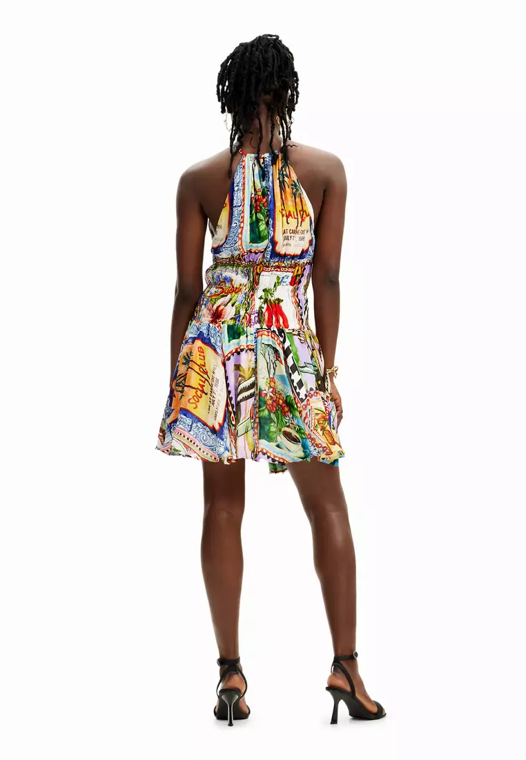 Stella Jean arty postcard short dress 