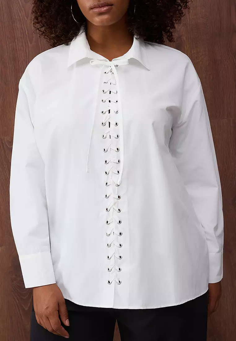Plus Size Lace-Up Shirt