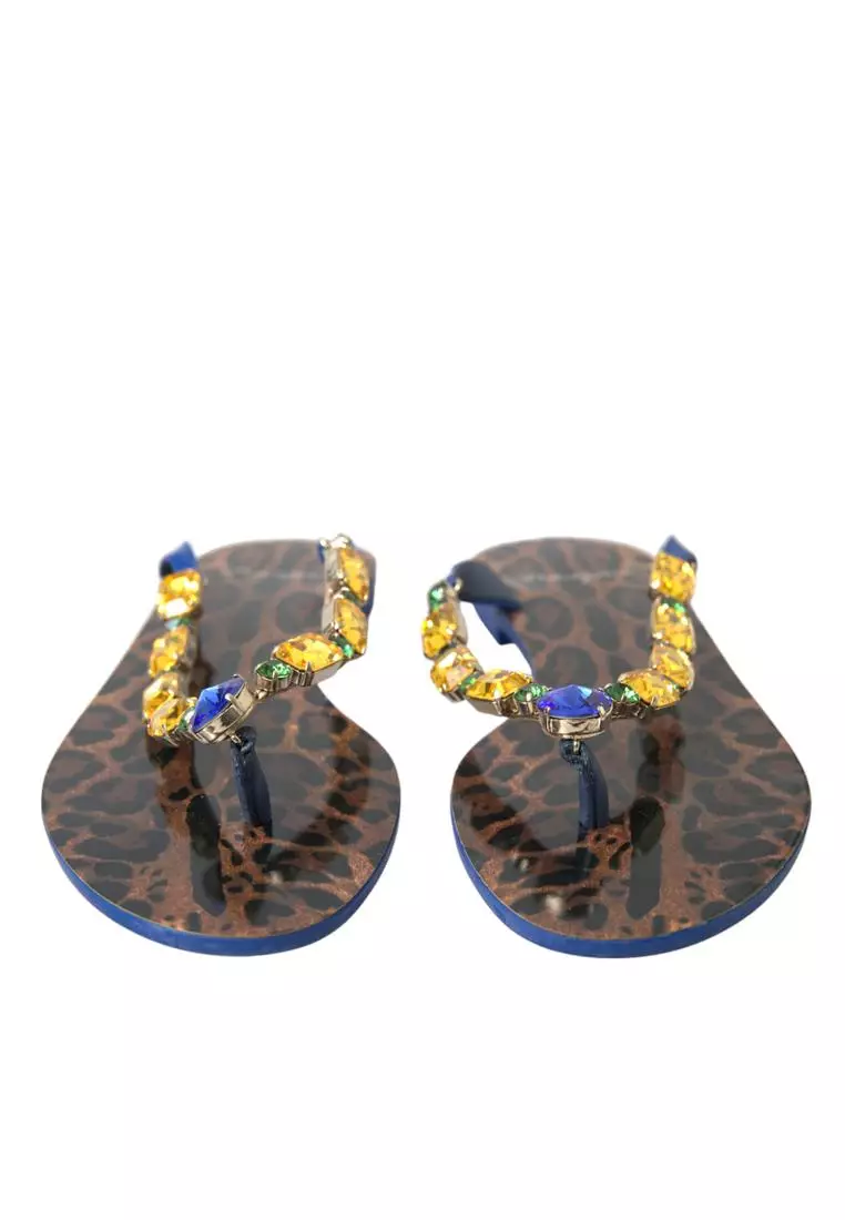 網上選購Dolce & Gabbana Leather Flip Flop Sandals with Logo