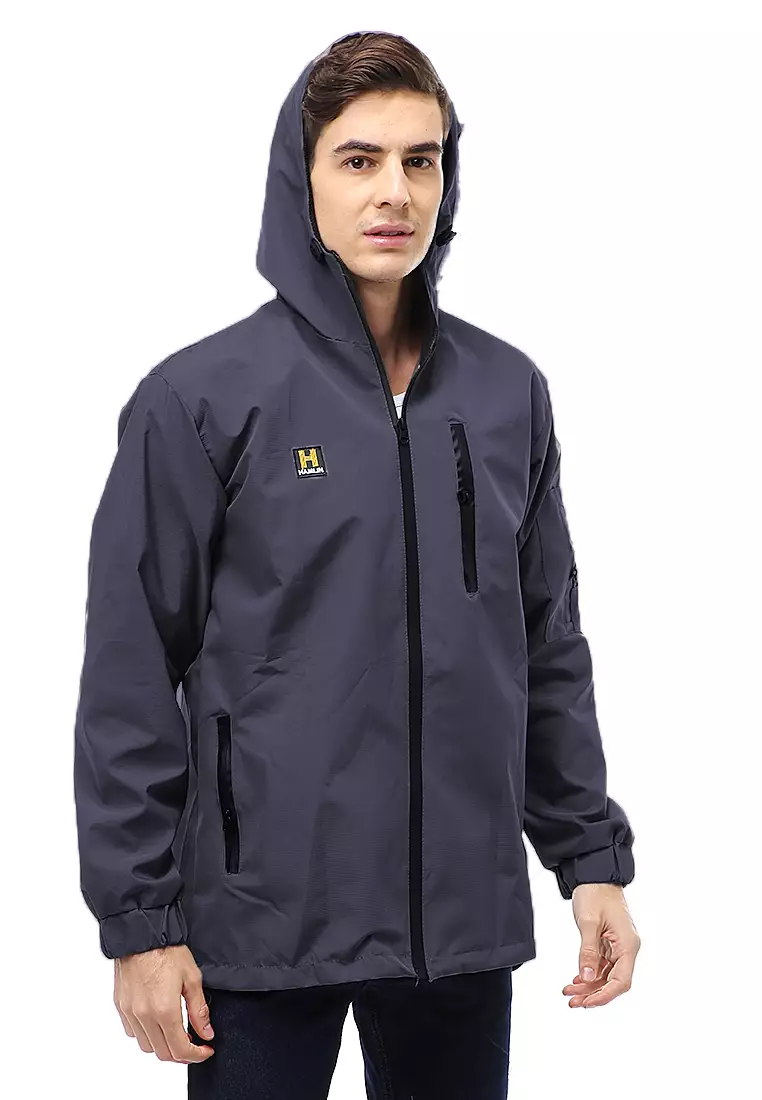 Clover Outerwear Jacket Hoodie Pria Waterproof Anti Air Material Taslan ORIGINAL - Gray