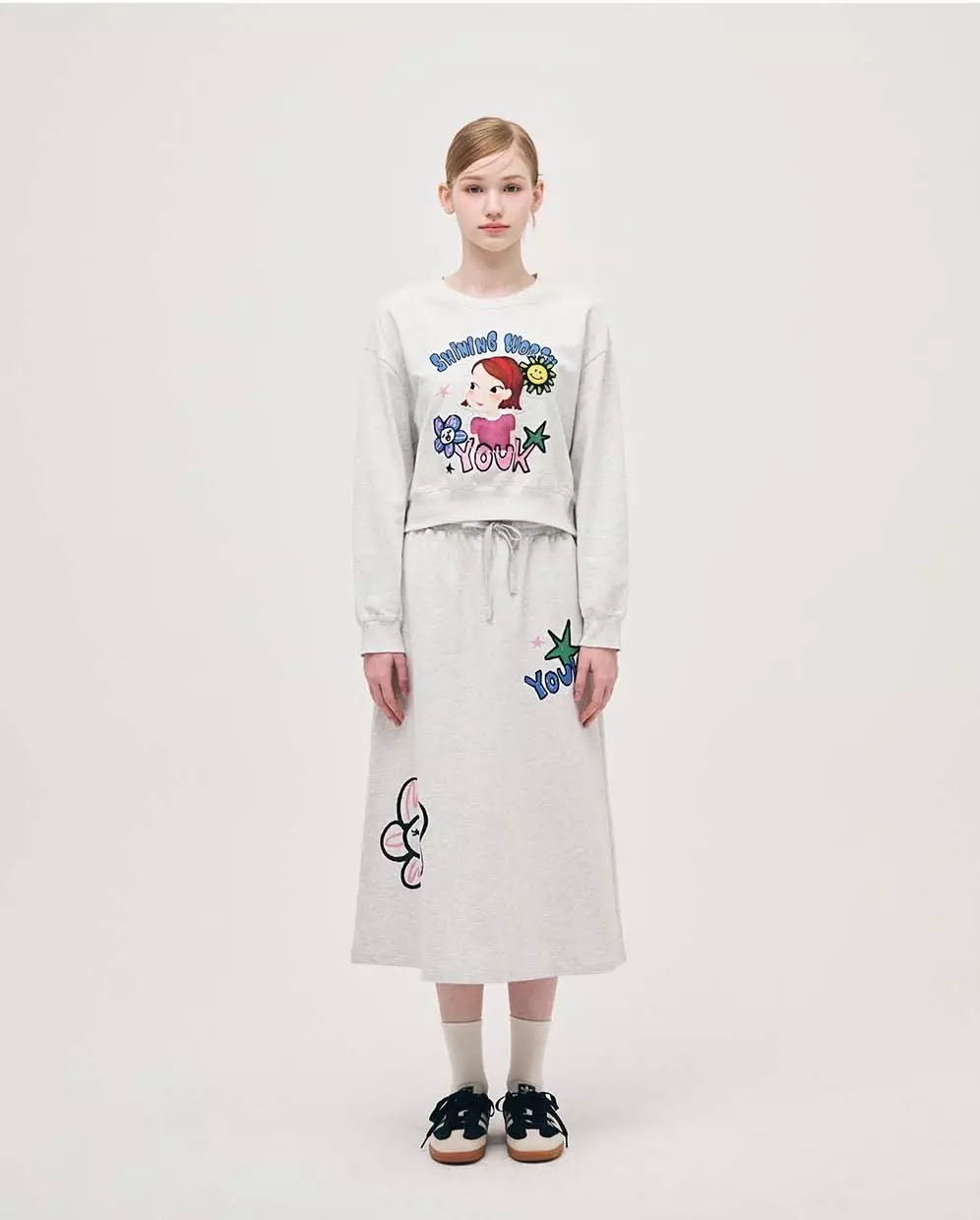 Flower Sweatshirt Skirt Set F Ria