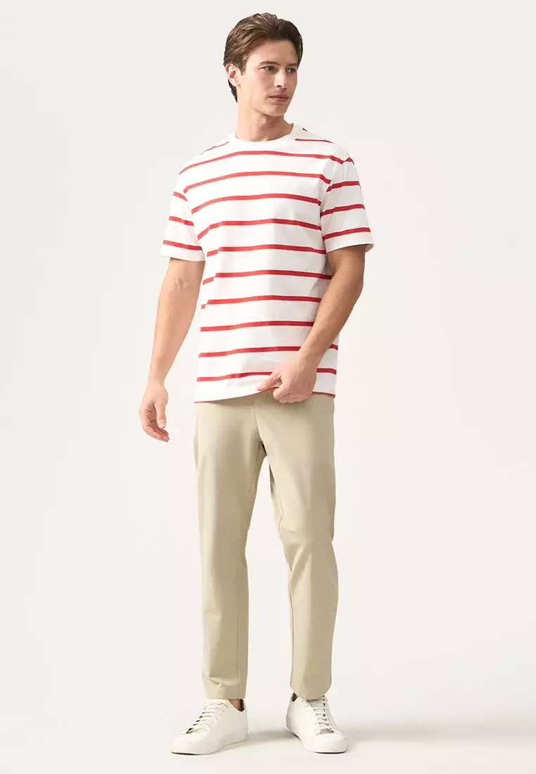Regular Fit Basic Striped T-Shirt In  Knit Jersey