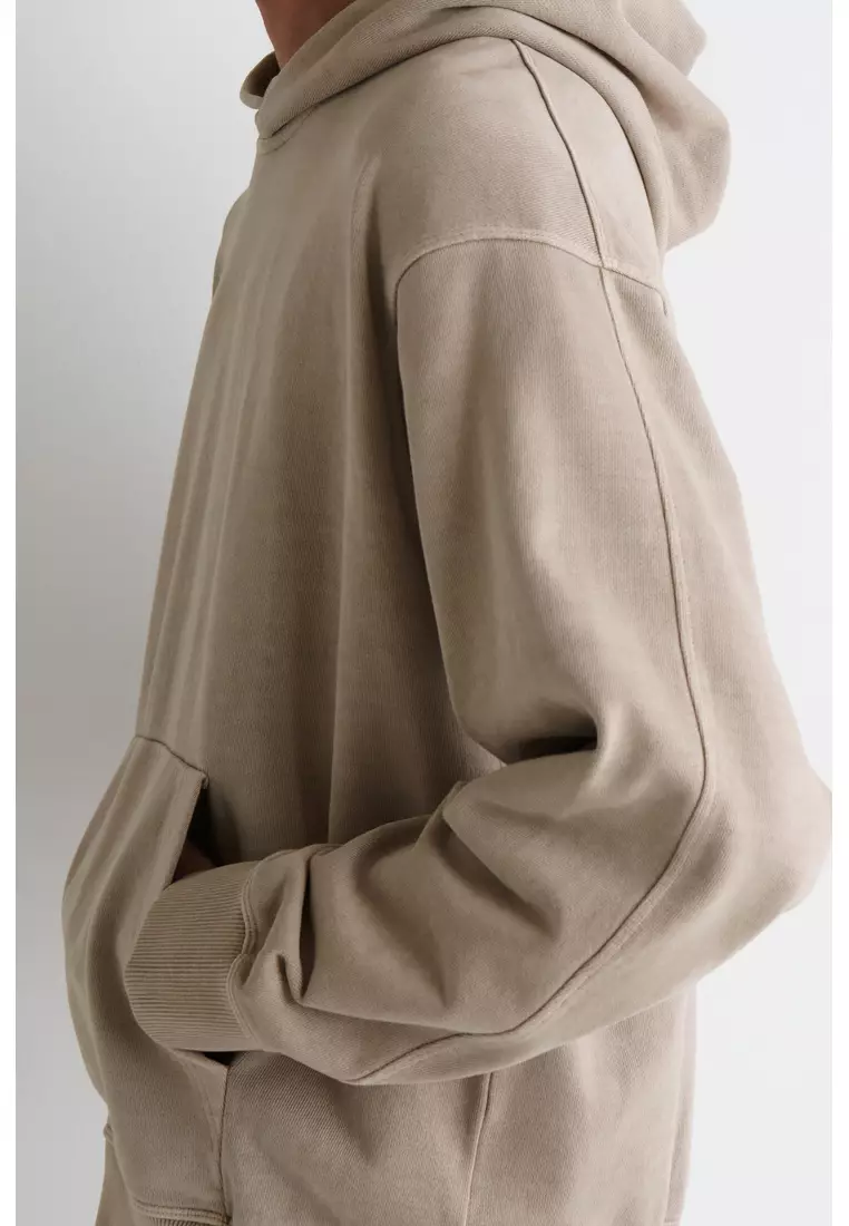 WASHED COTTON-JERSEY HOODIE