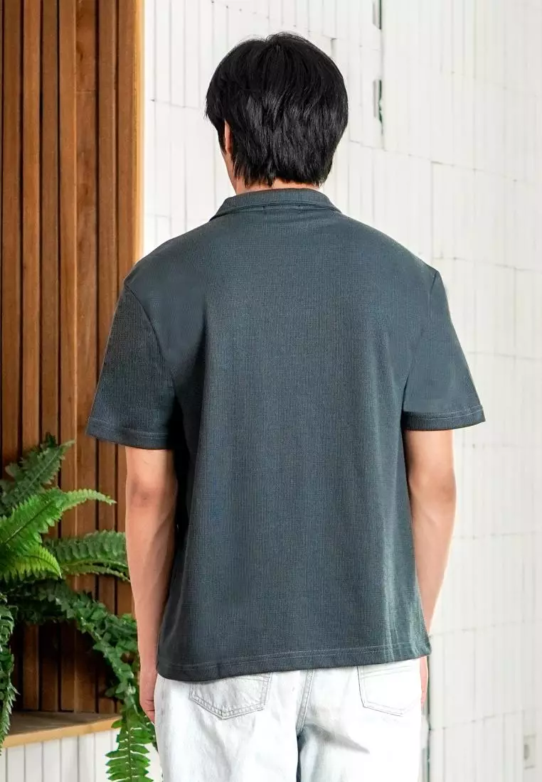 Matsuda Kemeja Pria Lengan pendek Waffle Kasual Sagae