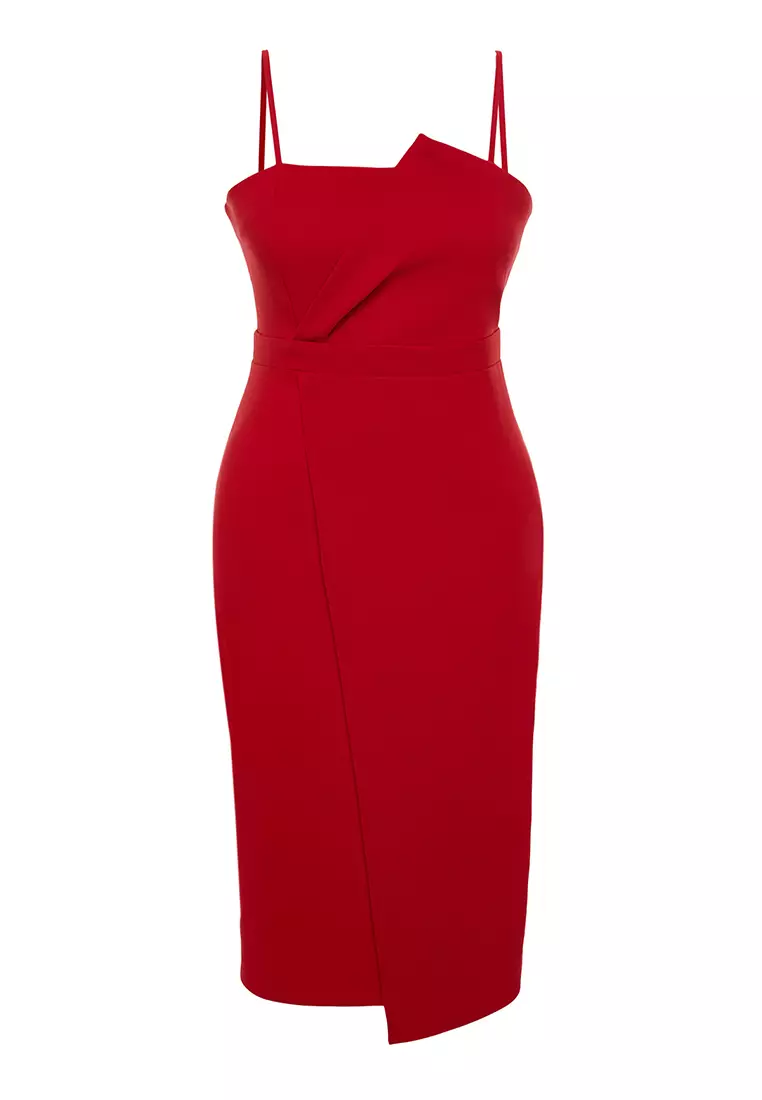 Plus Size Fitted Asymmetrical Midi Dress