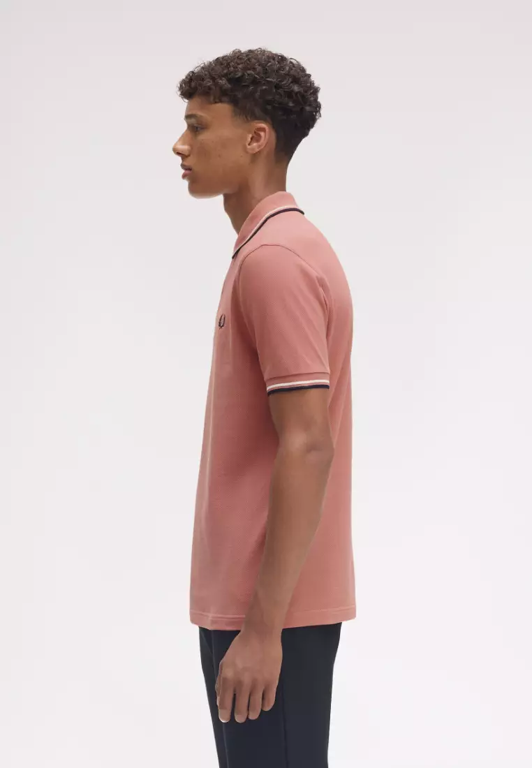 Fred Perry M3600 Twin Tipped Fred Perry Shirt (Putty Pink / Ecru / Navy)