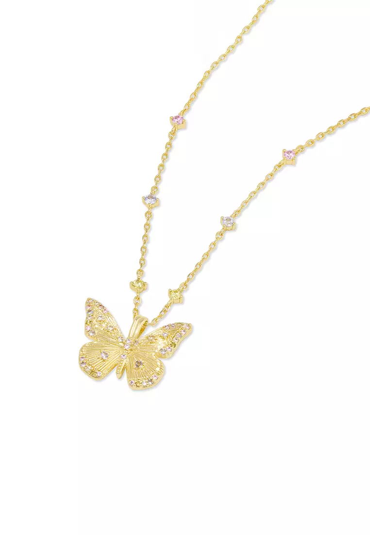 Butterfly Rainbow & Gold Necklace