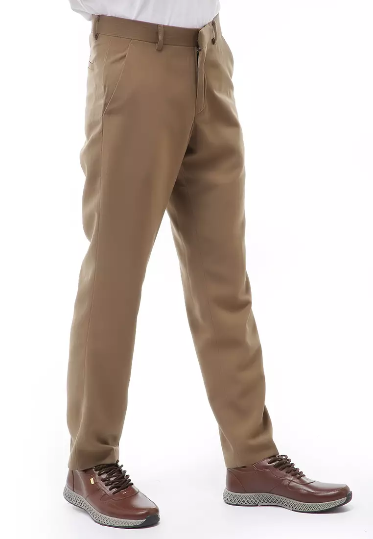 Locko Celana Panjang Formal Pria Slim Fit Material Cotton ORIGINAL - Mocca