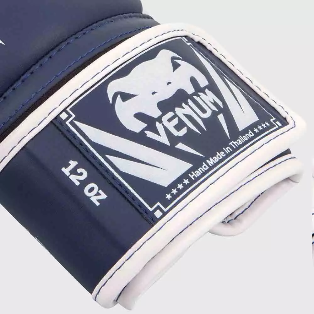 Sarung tinju boxing glove Venum Elite Boxing Gloves White/Navy Blue 12oz