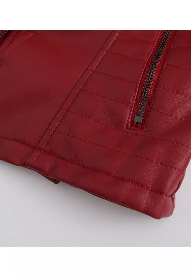 Cropped Faux Leather Jacket AD-D25