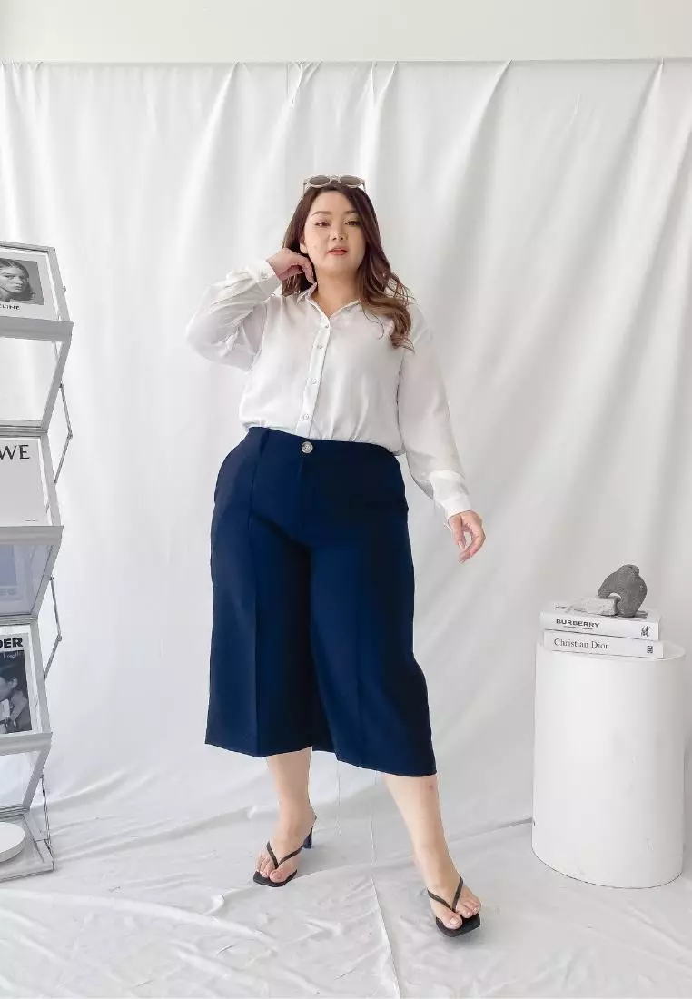 Plus Size Cullote Pants Marche Navy