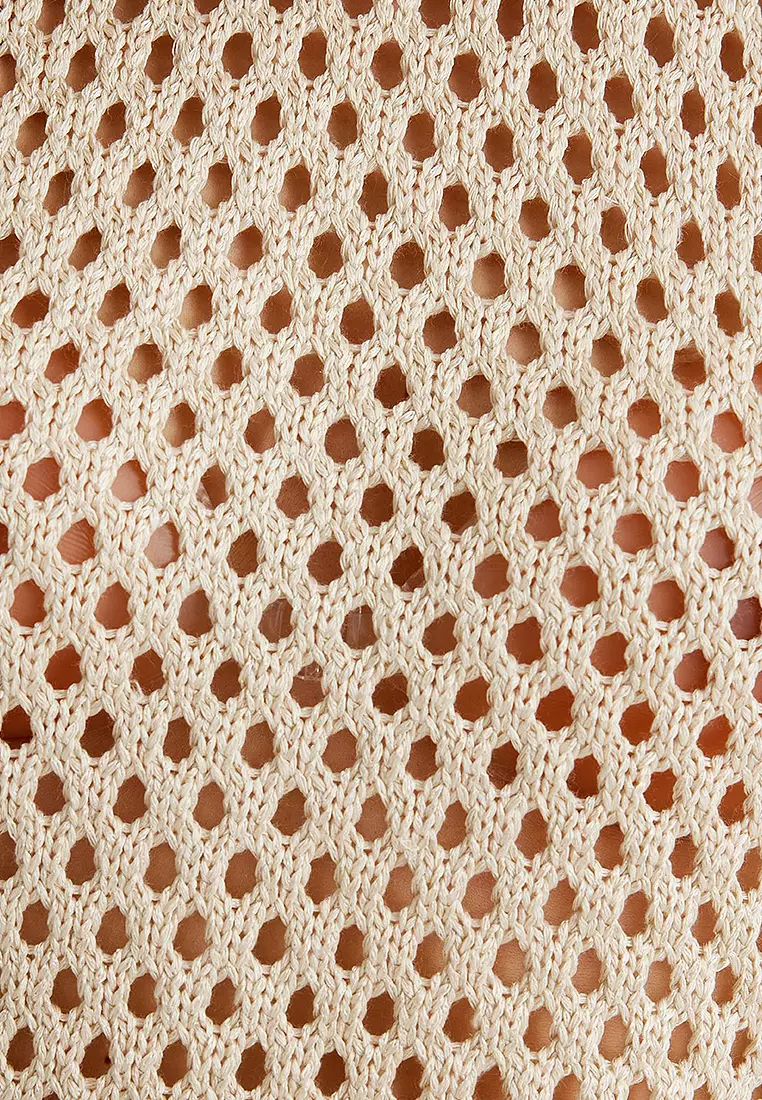 Sleeveless Crew Neck Openwork Crochet Top