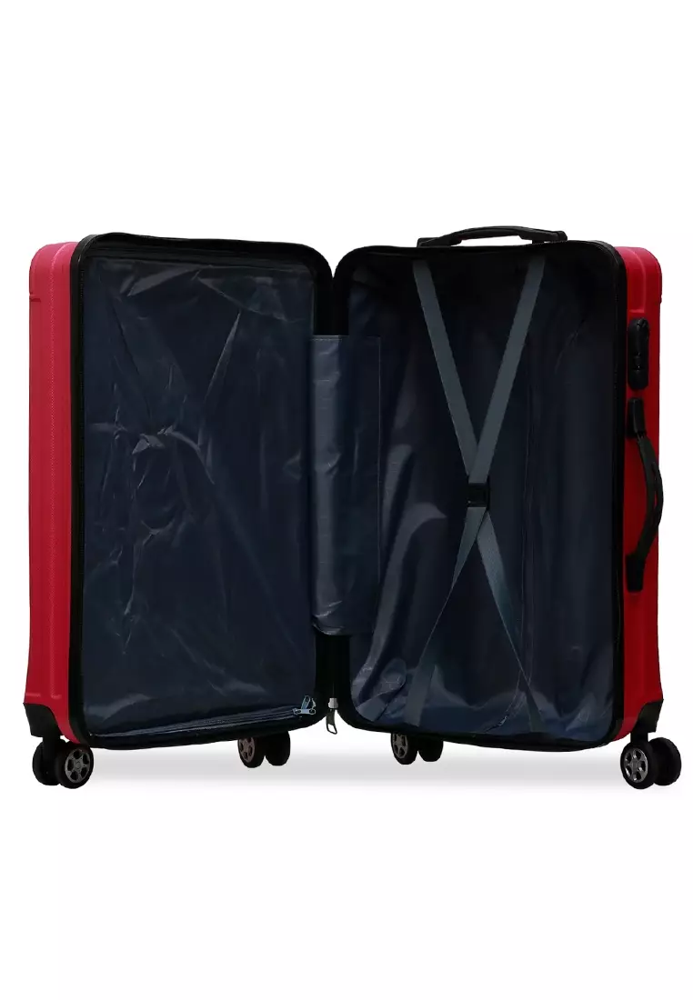 Isvara Tas Koper Hardcase Unisex One Set Suitcase Number Code Combination Lock Large Compartment Material ABS+PVC Coated ORIGINAL - Pink