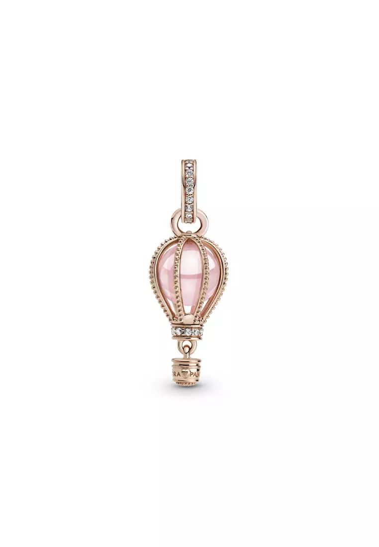 Pandora 14K Rose Gold-Plated Sparkling Pink Hot Air Balloon Dangle Charm
